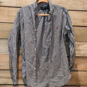 Ralph Lauren Button Up Blue and White Striped Shirt